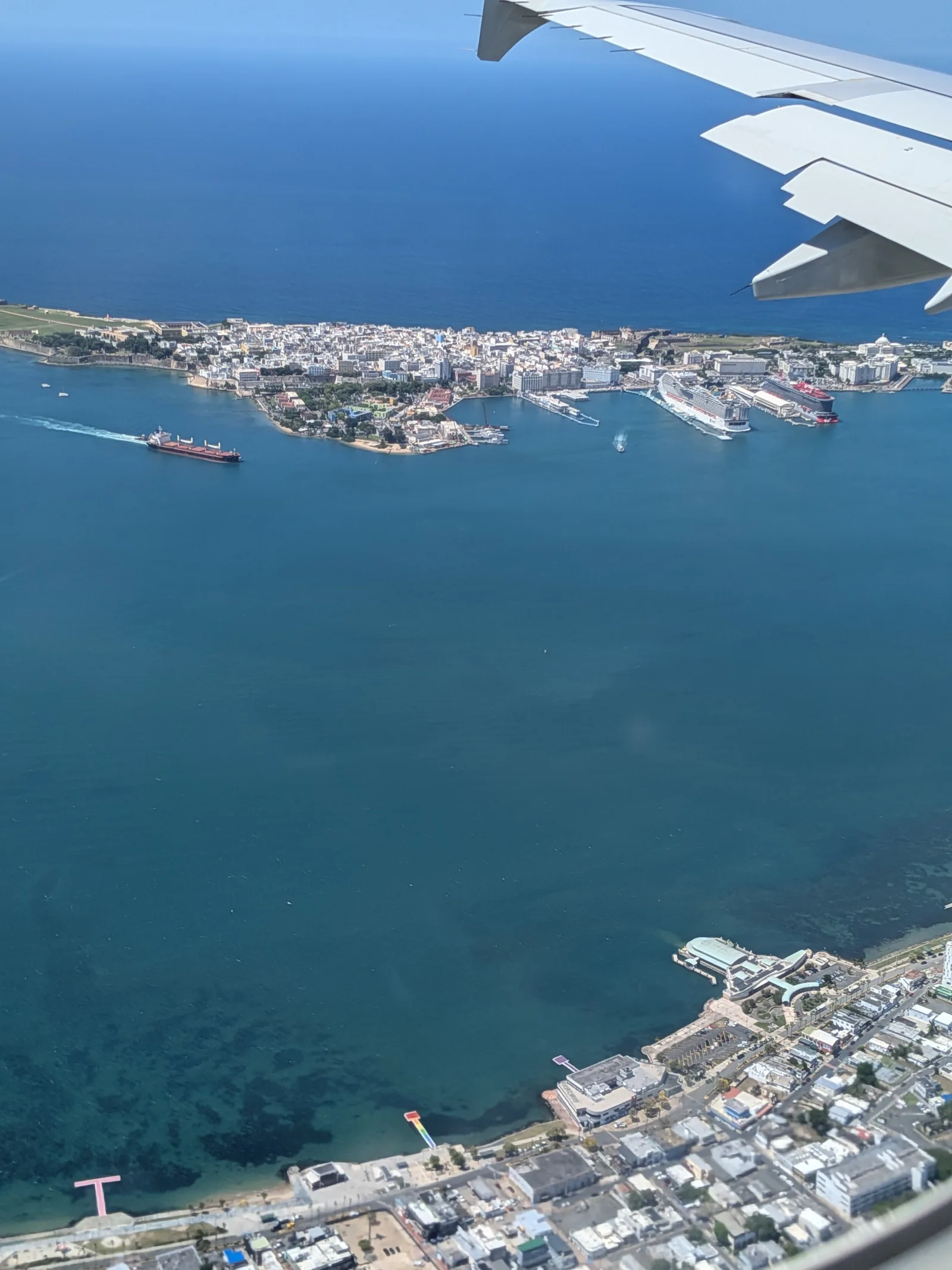 The bay coming into view on final approach