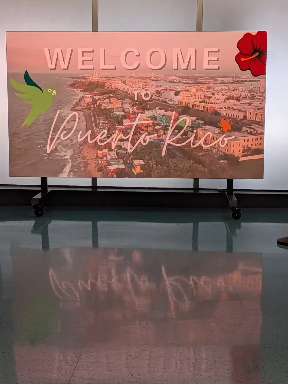 Welcome to Puerto Rico sign at the airport
